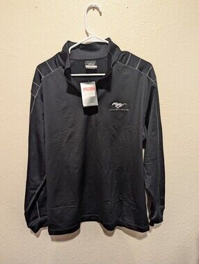 Nike Golf Dri-FIT 1/4 Zip Pullover Ford Mustang Logo Men's Black NWT Size L